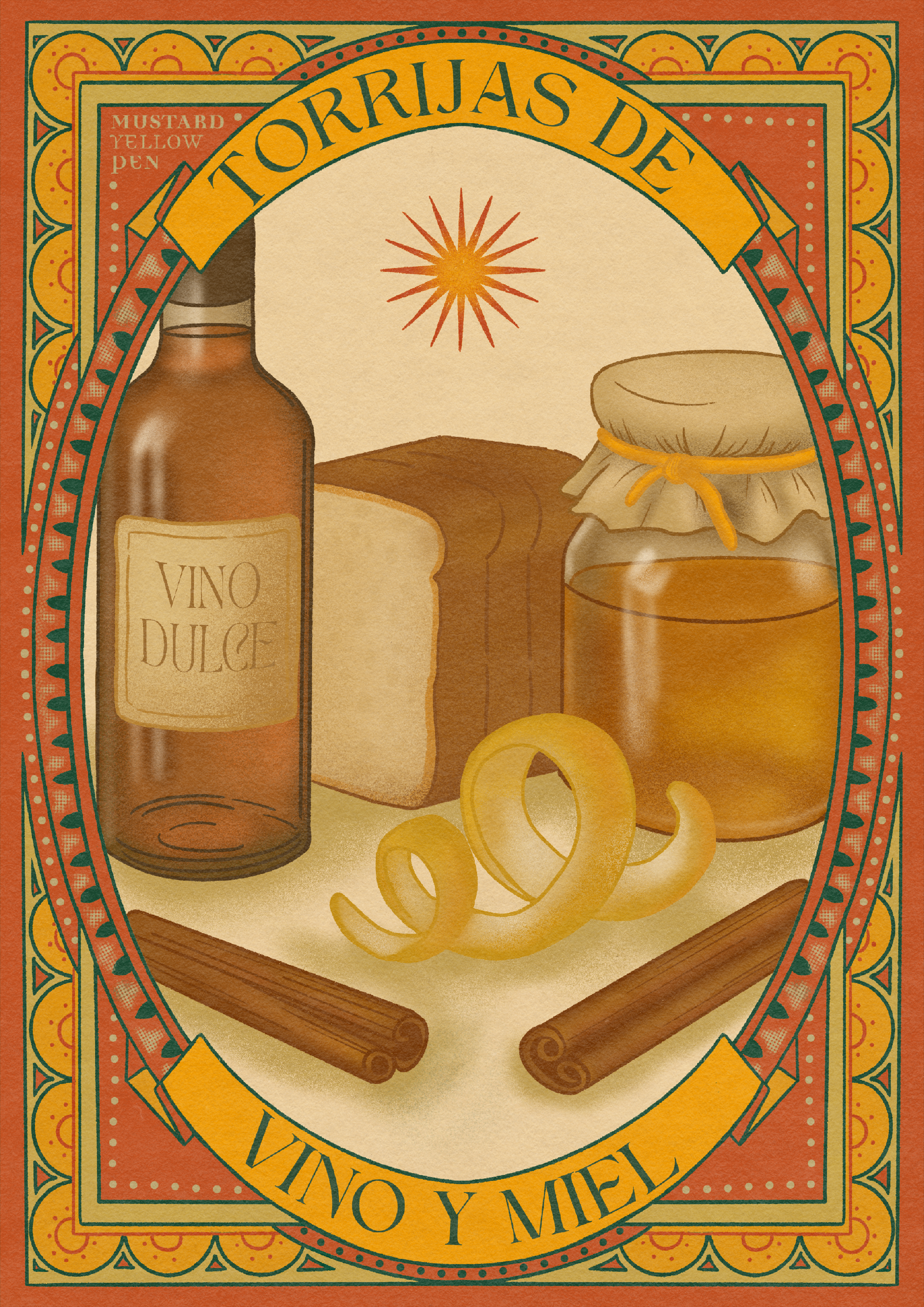 Ilustración digital — Torrijas de vino y miel, 2025